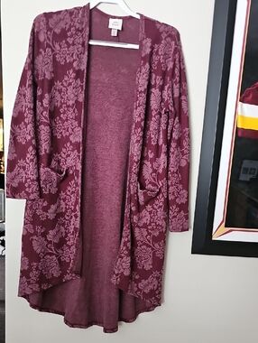 Knox Rose  Mauve Floral Open-Front Long Cardigan